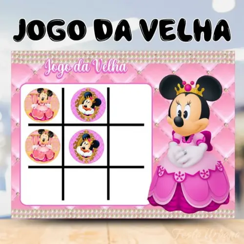 Jogo da Velha Minnie Realeza Lembrancinha Personalizada