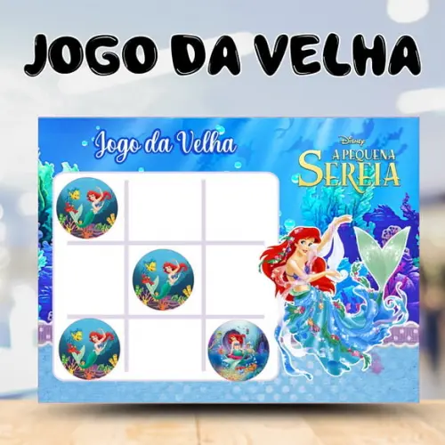 Jogo da Velha Pequena Sereia Lembrancinha Personalizada