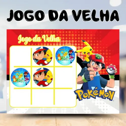 Jogo da Velha Pokemon Lembrancinha Personalizada