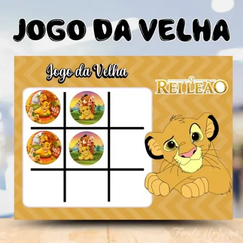 Jogo da Velha Rei Leao Lembrancinha Personalizada
