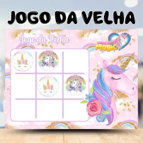 Jogo da Velha Unicónio Lembrancinha Personalizada