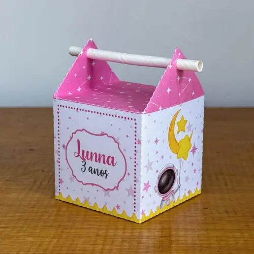 Kit 40 Caixinhas Astronauta Rosa Menina Lembrancinhas