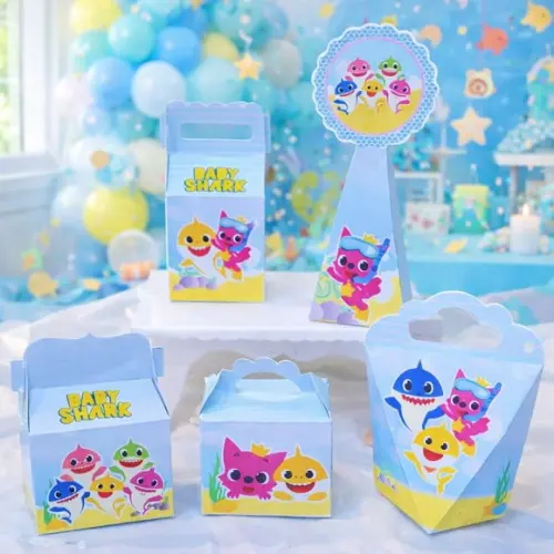 Kit 40 Caixinhas Baby Shark Lembrancinhas Personalizadas