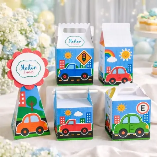 Kit 40 Caixinhas Carrinho Lembrancinhas Personalizadas