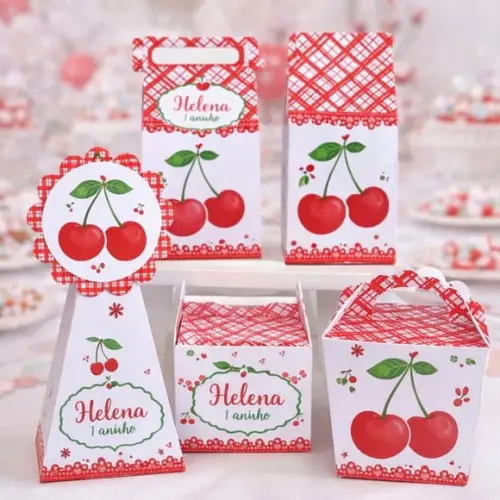Kit 40 Caixinhas Cerejinha Personalizadas Lembrancinha