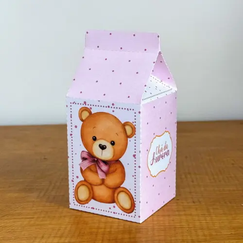 Kit 40 Caixinhas Chá de Bebê Ursinha Rosa Personalizadas