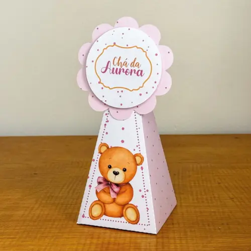 Kit 40 Caixinhas Chá de Bebê Ursinha Rosa Personalizadas