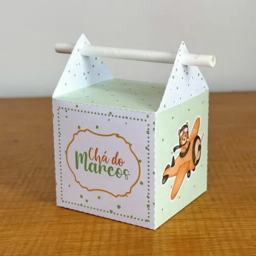 Kit 40 Caixinhas Chá de Bebê Ursinho Verde Personalizadas