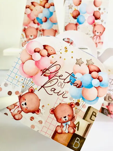 Kit 40 Caixinhas Chá Revelação Personalizadas Lembrancinha