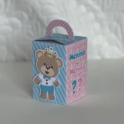 Kit 40 Caixinhas Chá Reveleção Ursinhos Azul e Rosa