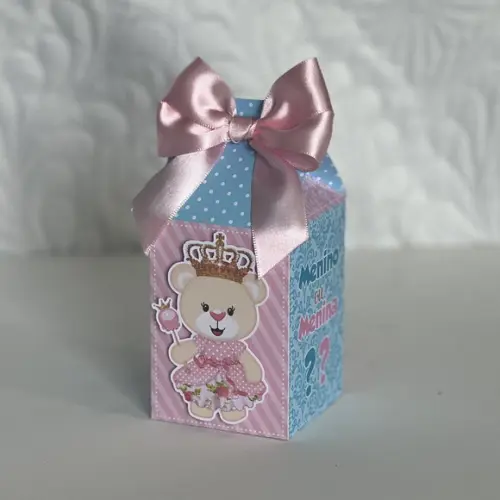 Kit 40 Caixinhas Chá Reveleção Ursinhos Azul e Rosa