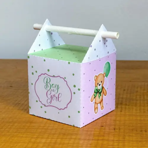 Kit 40 Caixinhas Chá Reveleção Ursinhos Verde e Lilás