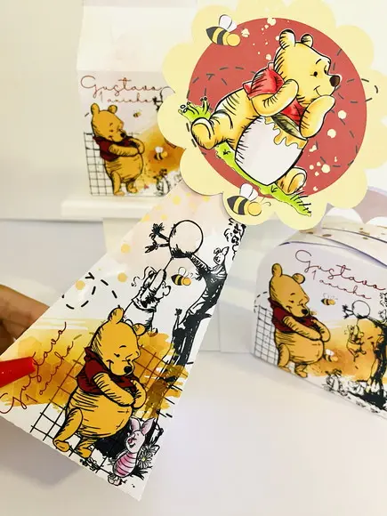 Kit 40 Caixinhas Ursinho Pooh Personalizadas Lembrancinha