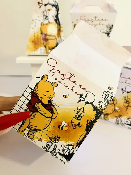 Kit 40 Caixinhas Ursinho Pooh Personalizadas Lembrancinha
