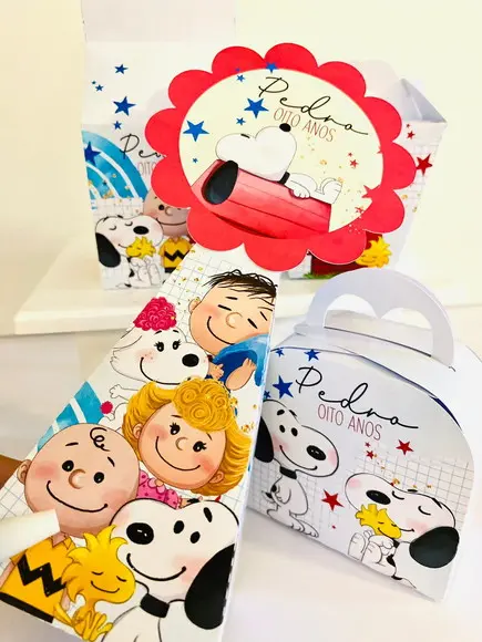 Kit 40 Caixinhas Snoopy Personalizadas Lembrancinha