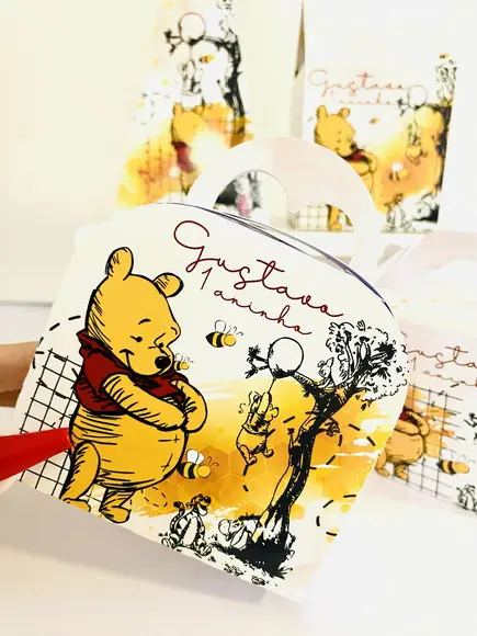 Kit 40 Caixinhas Ursinho Pooh Personalizadas Lembrancinha