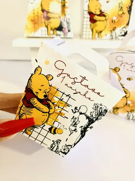 Kit 40 Caixinhas Ursinho Pooh Personalizadas Lembrancinha
