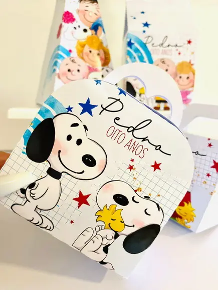 Kit 40 Caixinhas Snoopy Personalizadas Lembrancinha
