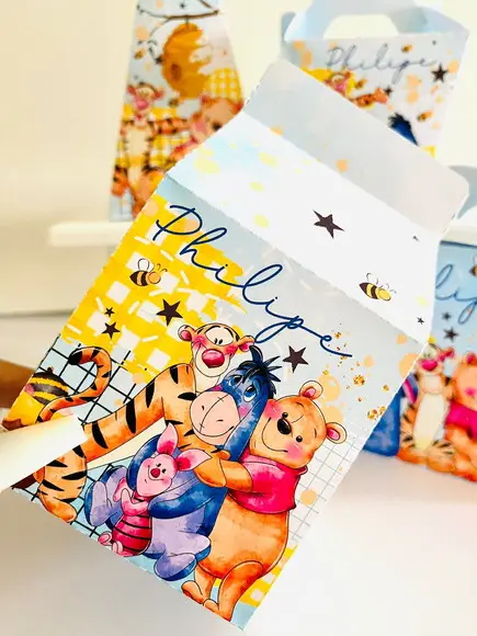 Kit 40 Caixinhas Ursinho Pooh Personalizadas Lembrancinha
