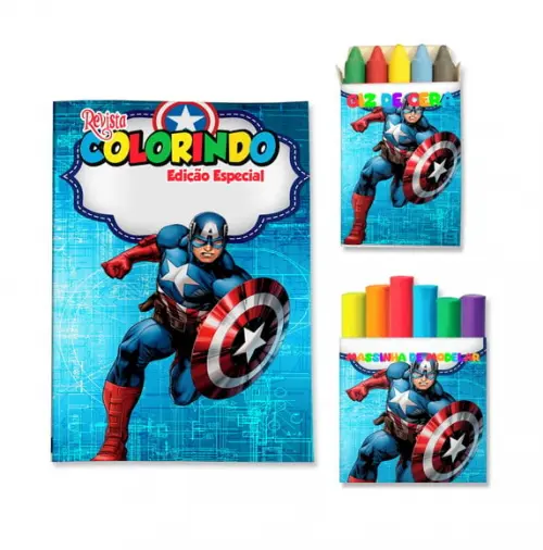 Kit Colorir com Massinha Capitão América