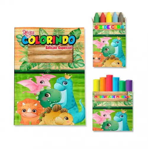 Kit Colorir com Massinha Dinossauro Cute Baby