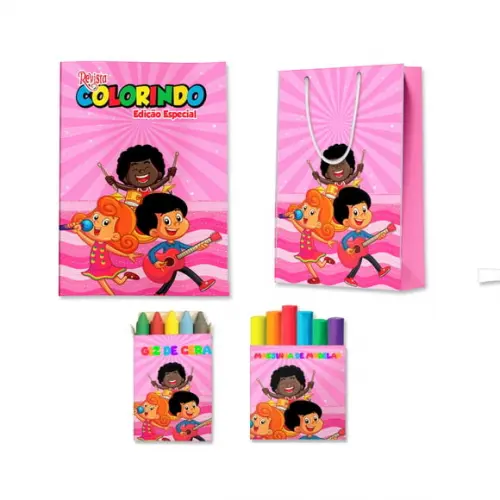 Kit Colorir com Massinha e Sacola 3 Palavrinhas Rosa