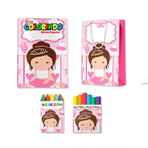 Kit Colorir com Massinha e Sacola Bailarina