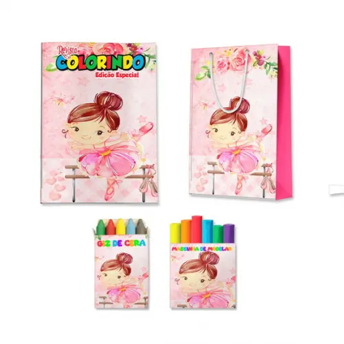 Kit Colorir com Massinha e Sacola Bailarina Aquarela