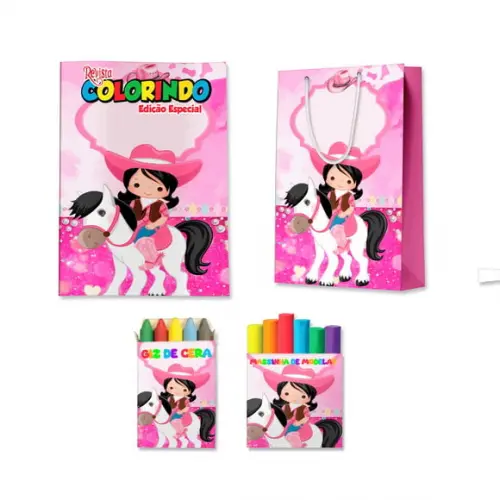 Kit Colorir com Massinha e Sacola Boiadeira Ana Castela