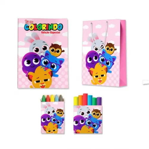 Kit Colorir com Massinha e Sacola Bolofofos Rosa