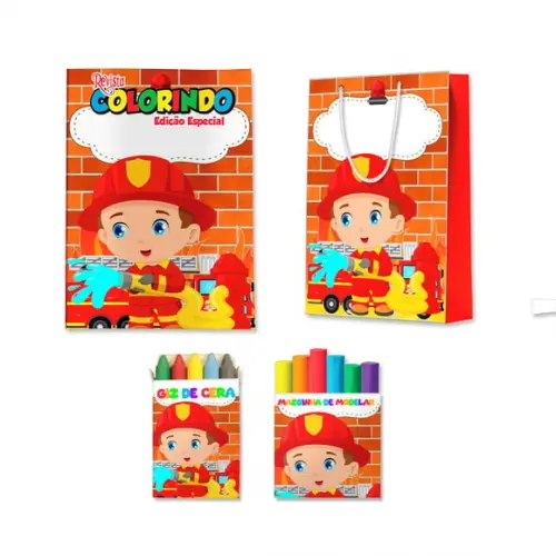 Kit Colorir com Massinha e Sacola Bombeiro