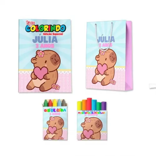 Kit Colorir com Massinha e Sacola Capivara
