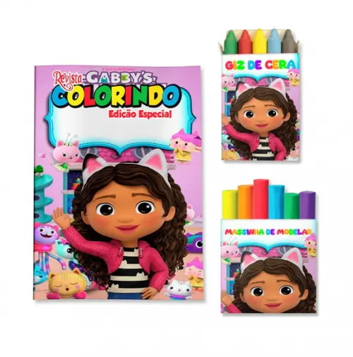 Kit Colorir com Massinha e Sacola Casa Mágica da Gabby
