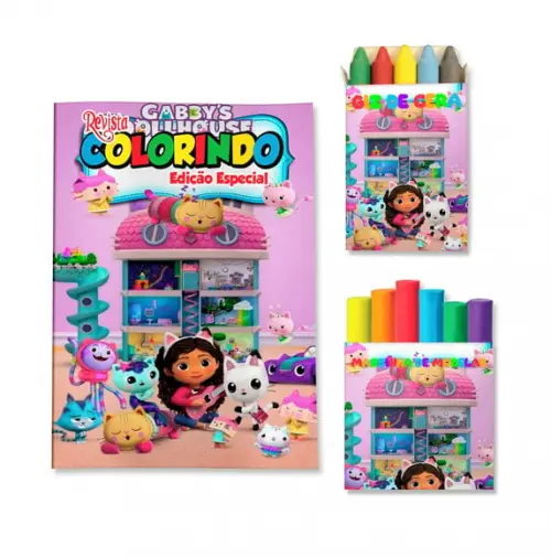 Kit Colorir com Massinha e Sacola Casa Mágica da Gabby