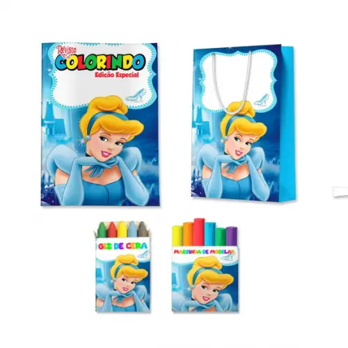 Kit Colorir com Massinha e Sacola Cinderela