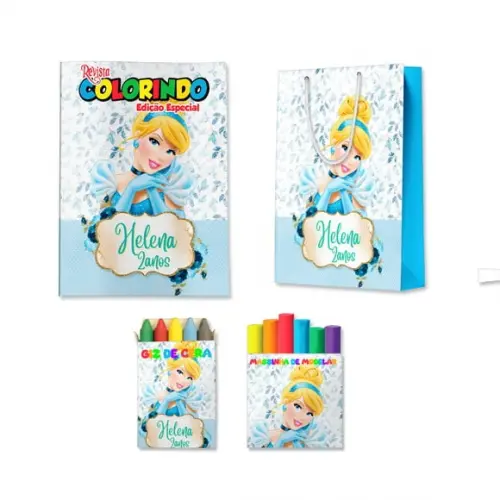 Kit Colorir com Massinha e Sacola Cinderela