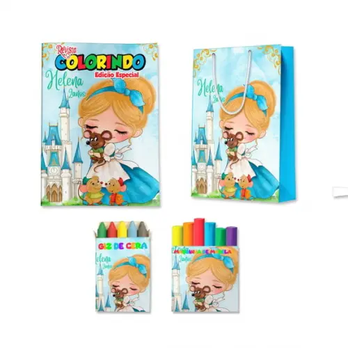 Kit Colorir com Massinha e Sacola Cinderela Cute Baby