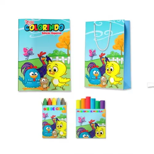 Kit Colorir com Massinha e Sacola Galinha Pintadinha