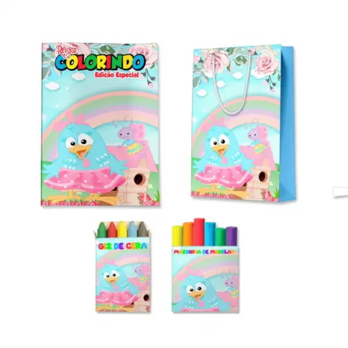 Kit Colorir com Massinha e Sacola Galinha Pintadinha Candy