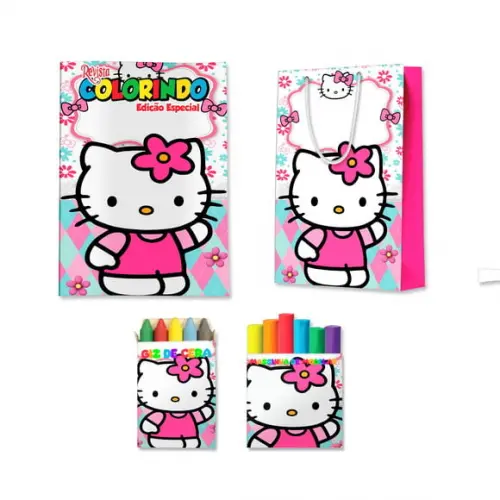 Kit Colorir com Massinha e Sacola Hello Kitty