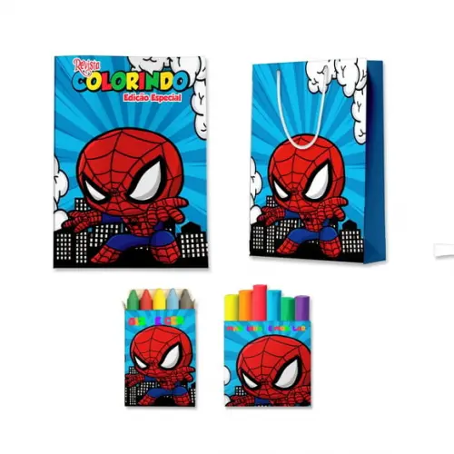 Kit Colorir com Massinha e Sacola Homem Aranha Cute Baby