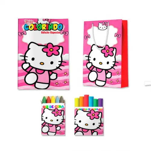 Kit Colorir com Massinha e Sacola Hello Kitty