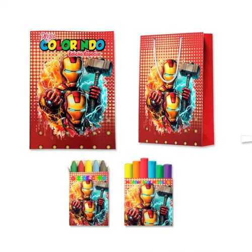 Kit Colorir com Massinha e Sacola Homem de Ferro
