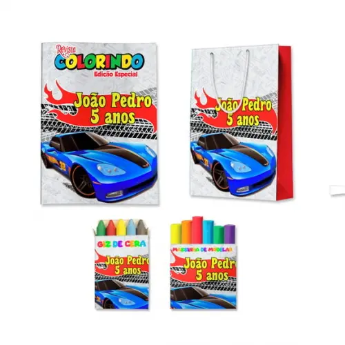 Kit Colorir com Massinha e Sacola Hot Wheels