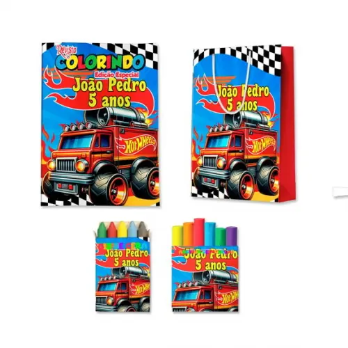 Kit Colorir com Massinha e Sacola Hot Wheels