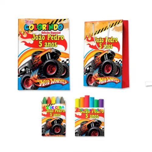 Kit Colorir com Massinha e Sacola Hot Wheels