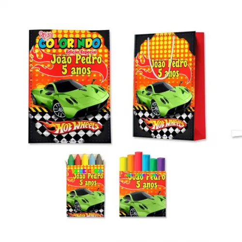 Kit Colorir com Massinha e Sacola Hot Wheels