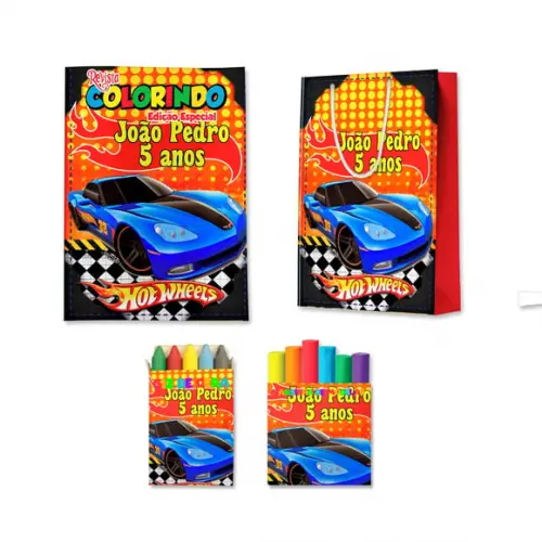 Kit Colorir com Massinha e Sacola Hot Wheels