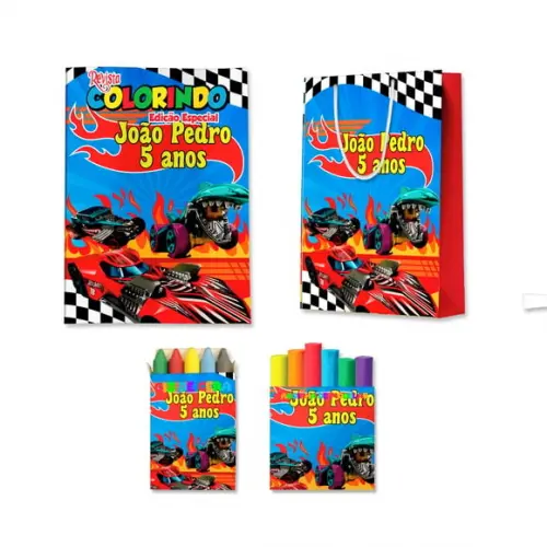 Kit Colorir com Massinha e Sacola Hot Wheels