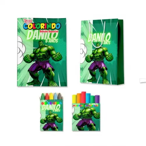 Kit Colorir com Massinha e Sacola Hulk